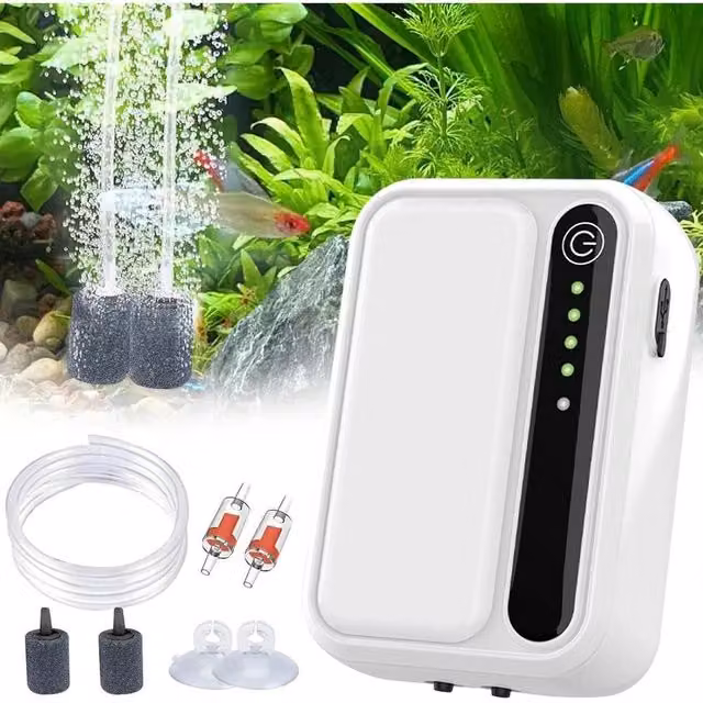 EONLION Quiet Aquarium Air Pump for Fish Tanks, White