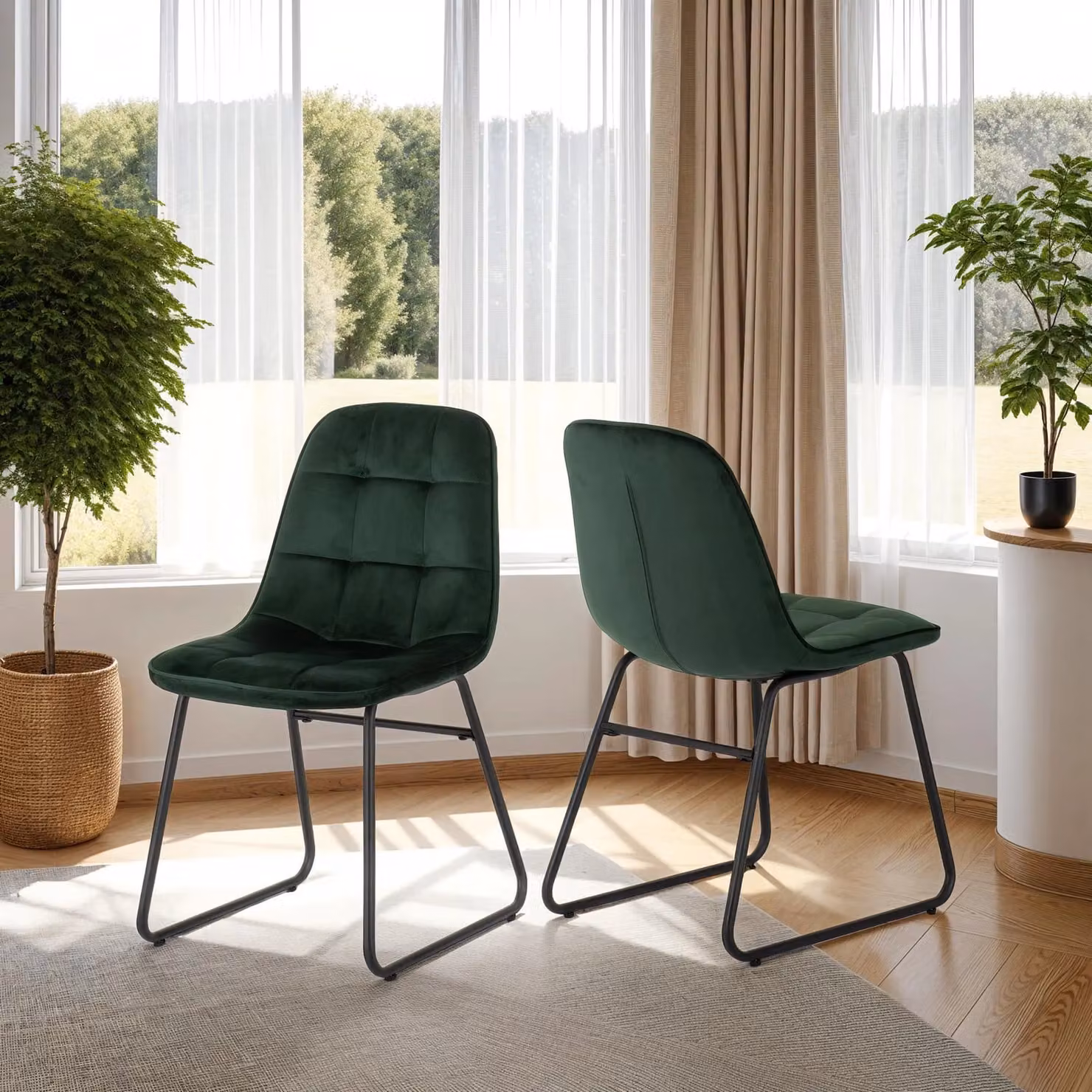 Seconique Athens Rectangular Dining Set with Concrete Effect Table and 4 Green Lukas Chairs – 7