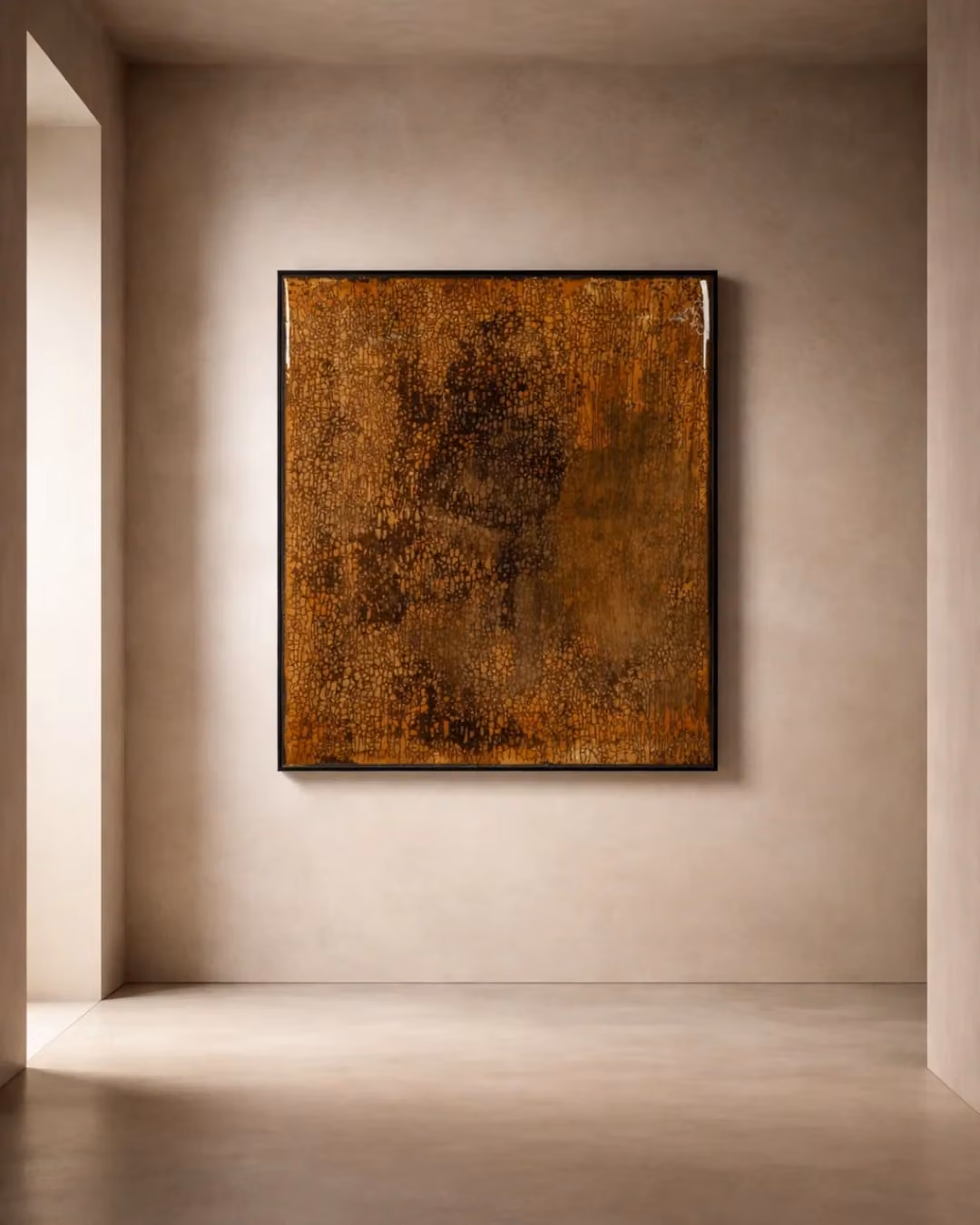 Tommy Franks Inferno Abstract Geometric Wall Art in Brown, W: 150 cm, H: 130 cm
