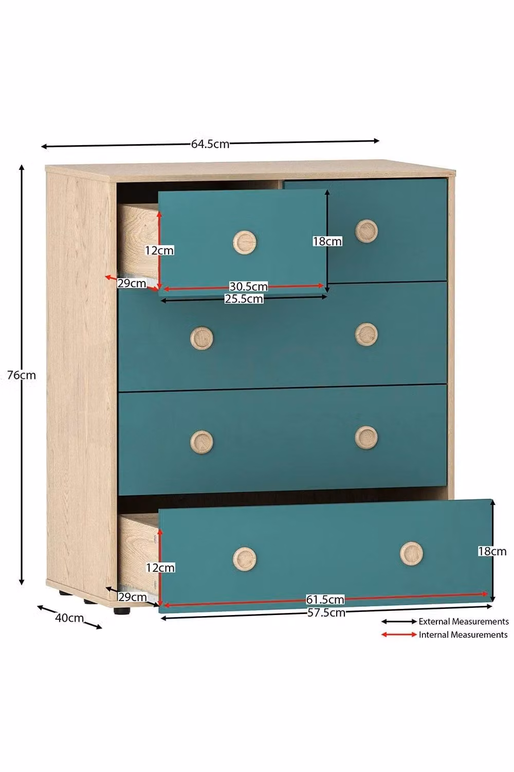 Home Discount Junior Vida Neptune 5 Drawer Chest of Drawers for Childrens Bedrooms in Blue – 2