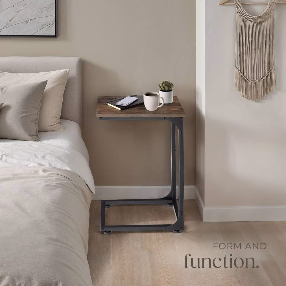 tectake Erie Industrial Style Bedside Table in Dark Brown, W/D/H: 40 x 30 x 63 cm – 6