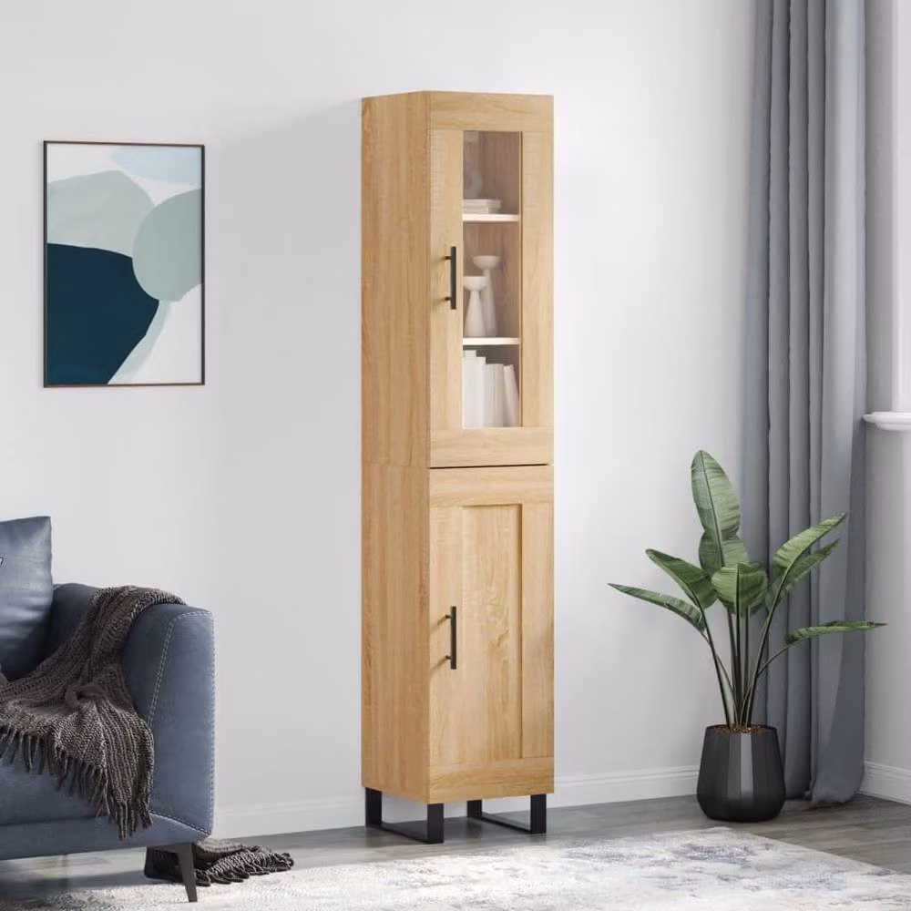 Berkfield Home Sonoma Oak Highboard in Brown, W/D/H: 34.5 x 34 x 180 cm – 2