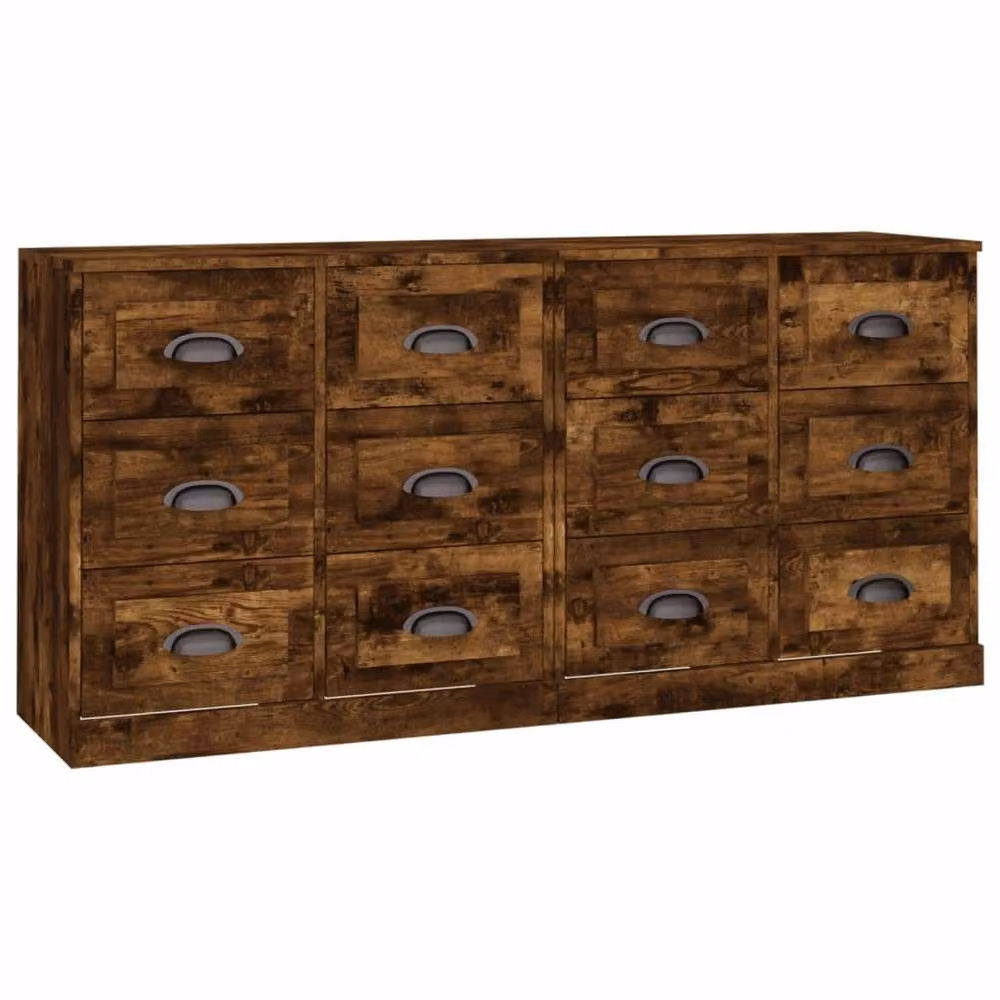 Berkfield Home Set of 2 Smoked Oak Sideboards in Brown, Engineered Wood – 3