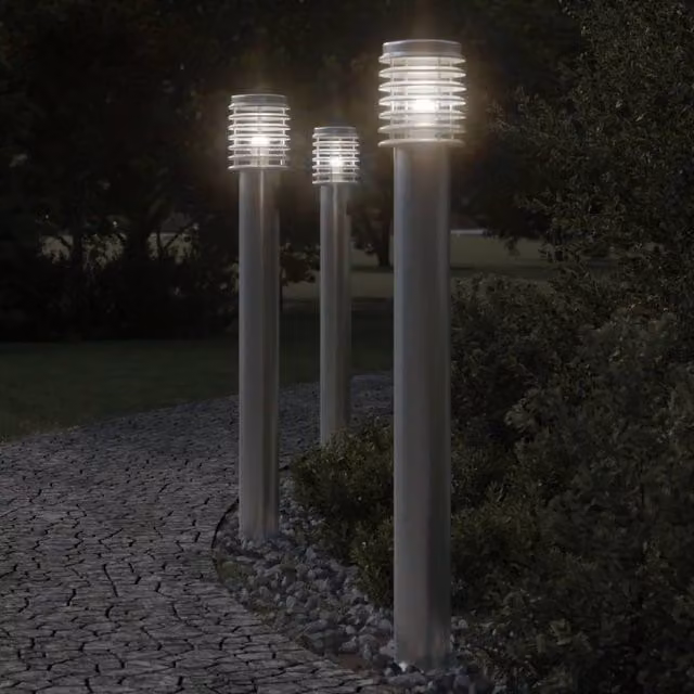 Berkfield Home Silver Stainless Steel Outdoor Floor Lamp, Height: 110 cm – 1