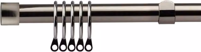 NewEdgeBlinds Black Silk Extendable Metal Curtain Pole Set, Length: 160 cm