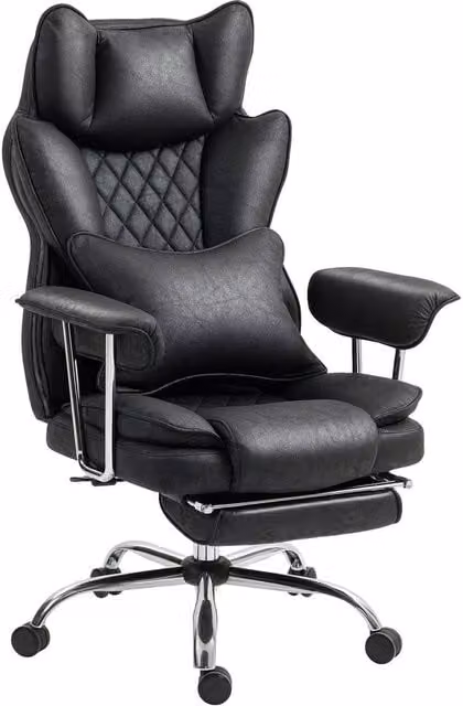 Rolipo Black Reclining Leathaire Executive Office Chair with Lumbar Support and Headrest – 1
