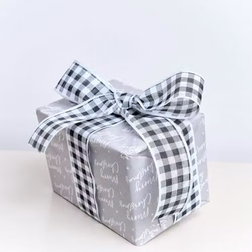 Melody Maison Black and White Checked Geometric Ribbon Garland, 270 cm