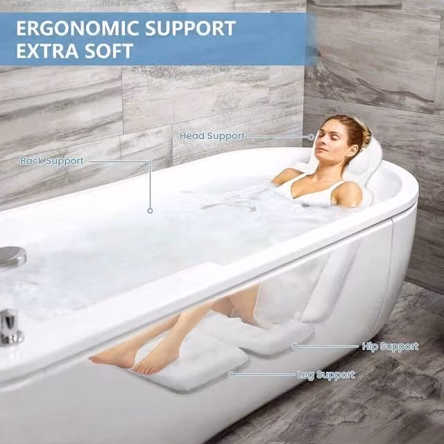 PAWNORA Sxiiro Full Body Bath Pillow with 192 Suction Cups, White