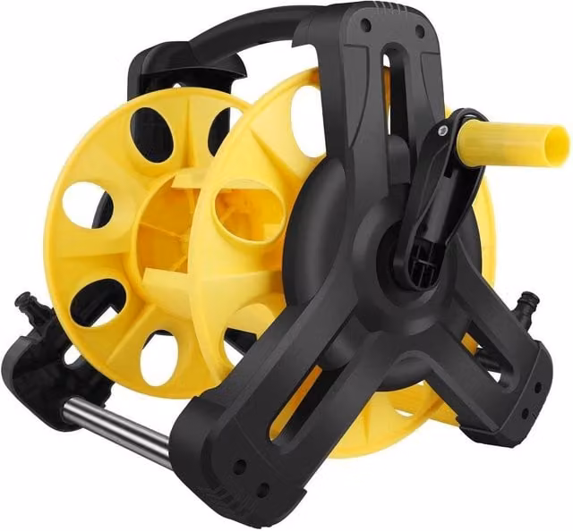 SPETLEK Yellow Freestanding Hose Reel Cart and Pipe Storage Rack for 50m Hoses