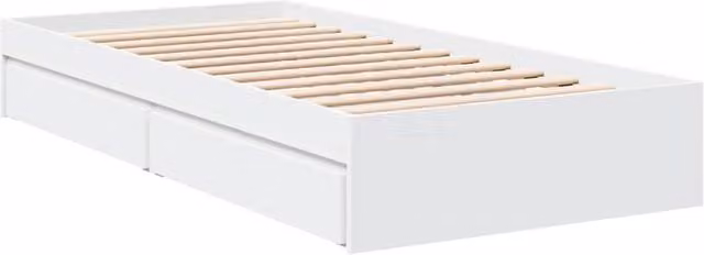 Berkfield Home Modern Bed Frame with Drawers in White, W/D/H: 90 x 200 x 103 cm – 1