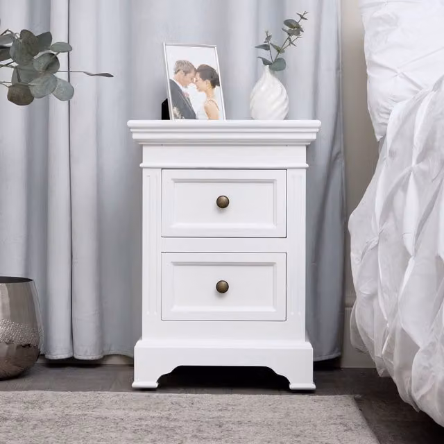 Melody Maison Daventry White Two Drawer Bedside Table – 1