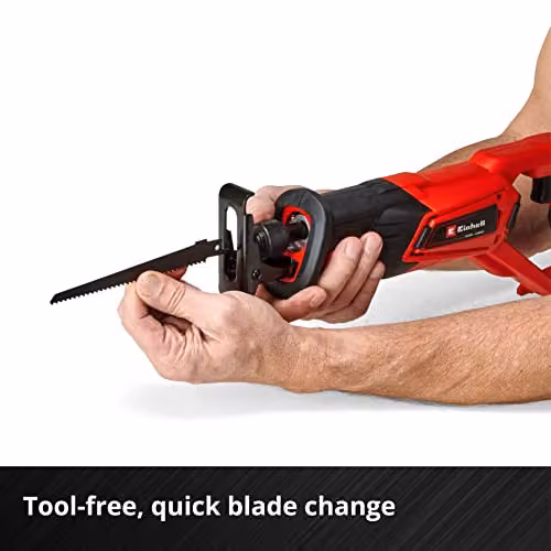 Einhell Power X-Change 18V Cordless Reciprocating Saw in Black and Red with 22mm Stroke – 3