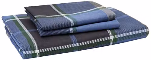 Rapport Home Argyle Tartan Check Polycotton Reversible Duvet Set with 2 Pillowcases, Blue, W/D/H: 180 x 200 cm, Pillowcases: 50 x 75 cm – 2