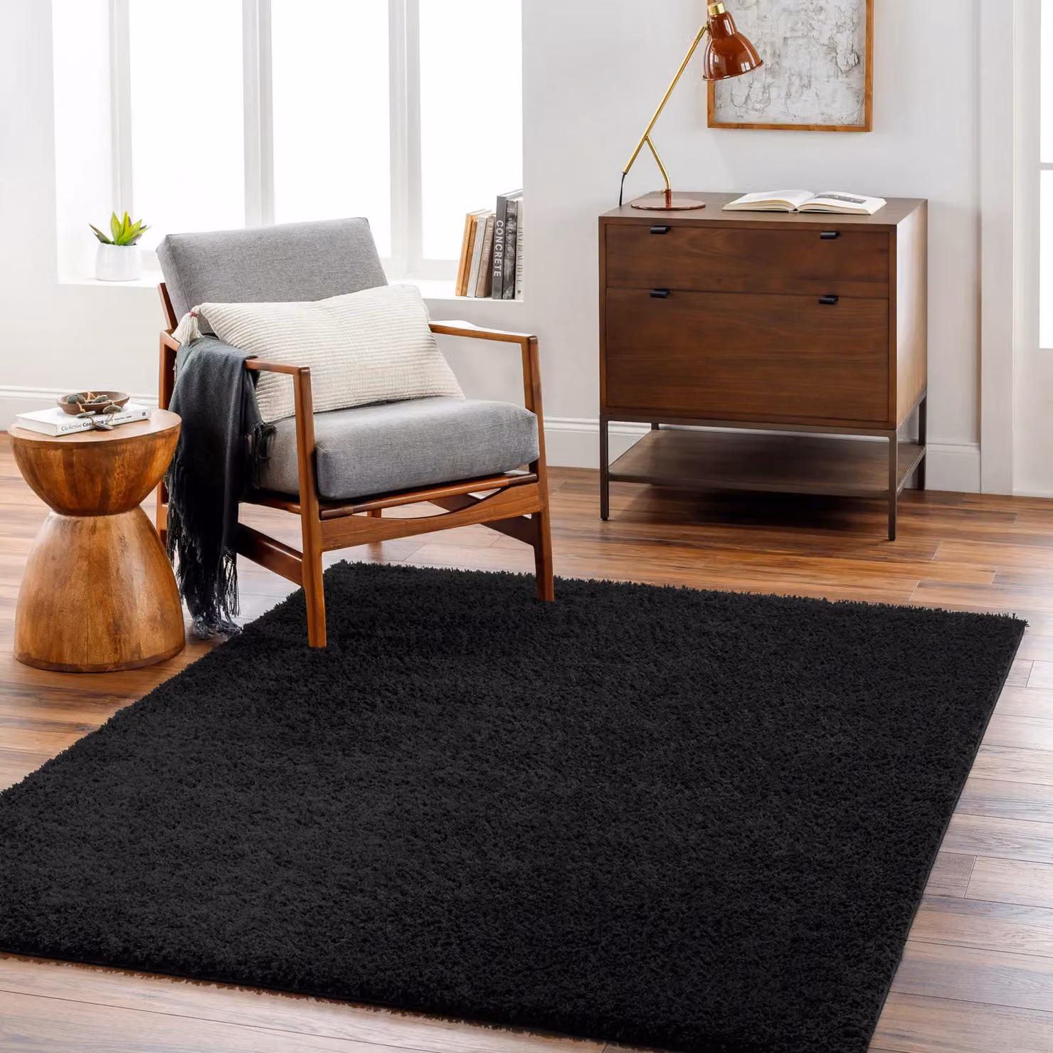 Livabliss Cloudy Shag Soft Plush Pile Living Rug in Black, W: 160 cm, L: 215 cm – 4