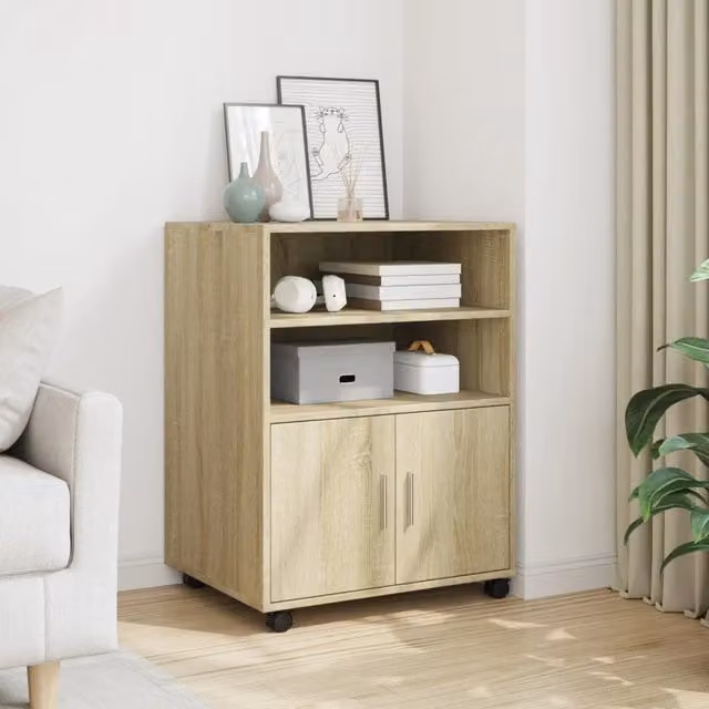 Berkfield Home Rolling Cabinet in Sonoma Oak Brown, W: 60 cm, D: 48 cm, H: 81 cm – 1