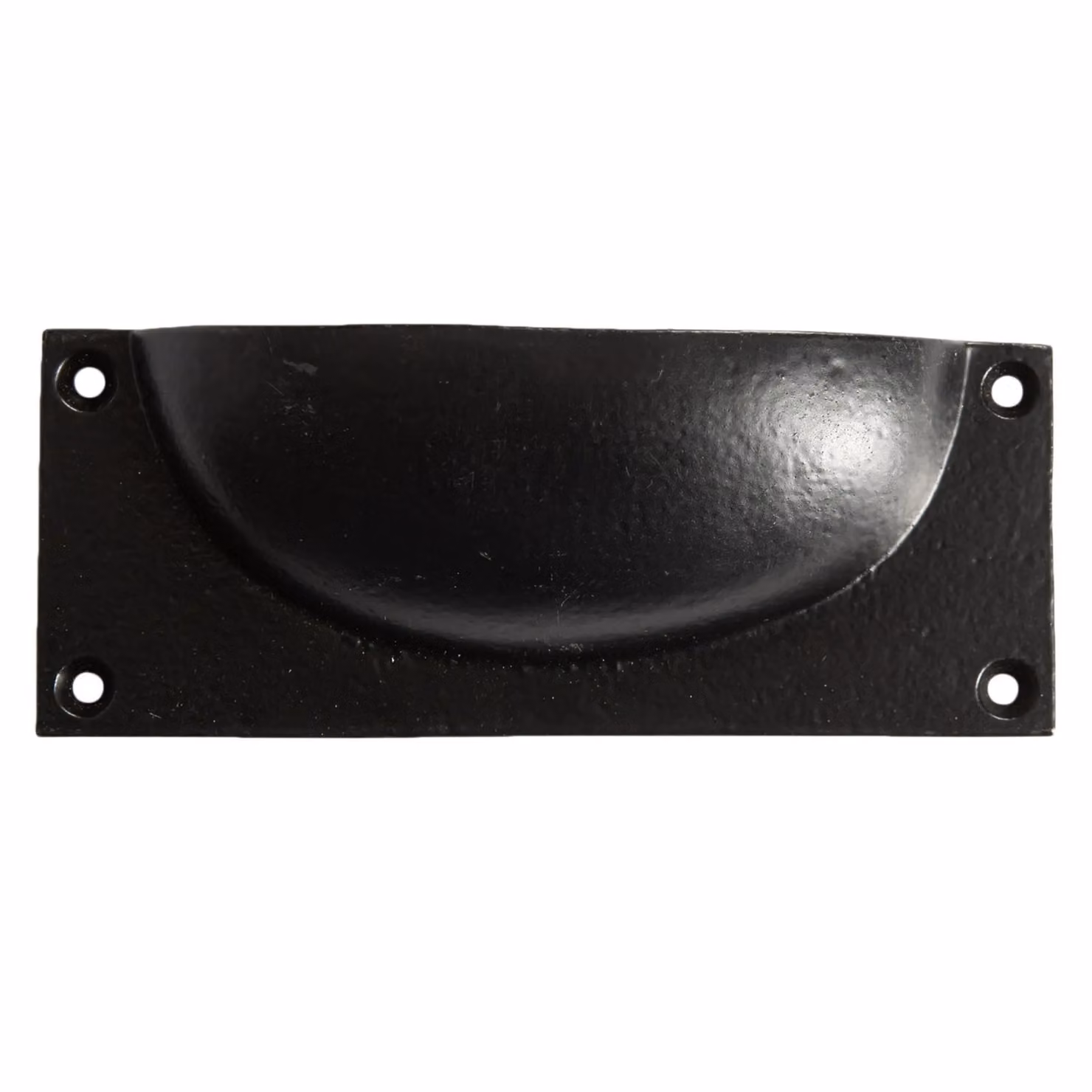 Hammer & Tongs Matt Black Iron Shell Rectangular Cabinet Drawer Pull, Pack of 6 – 4