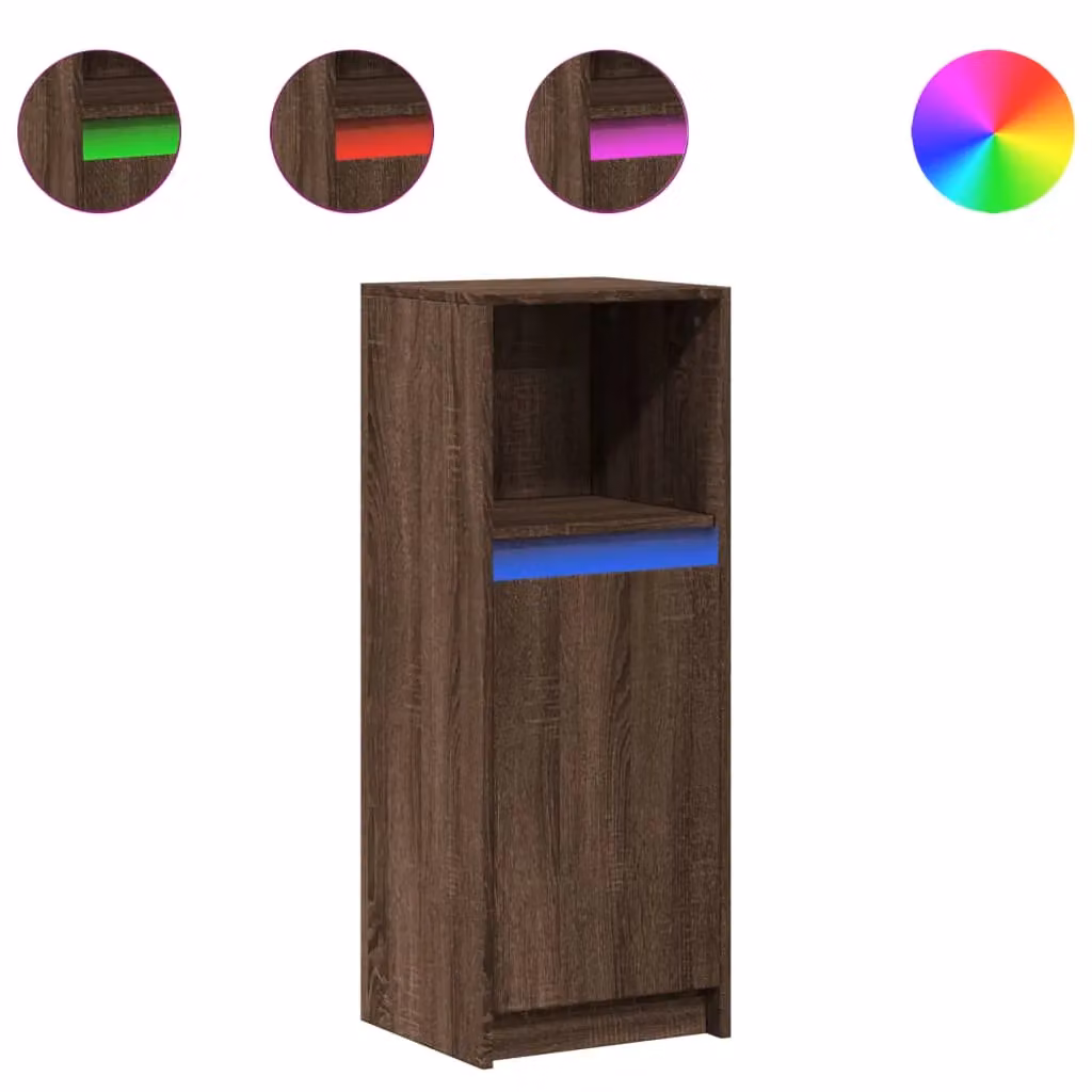 Berkfield Home Modern Brown Oak Sideboard with Integrated LED Lighting, W/D/H: 100 x 38 x 34 cm – 2
