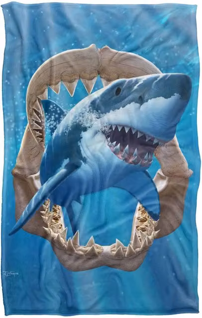 JQ Licensing Shark Hunting Silky Touch Super Soft Fleece Throw Blanket, Blue, W: 91 cm, D: 147 cm – 4