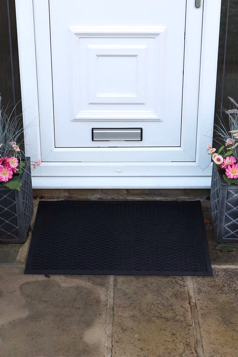 JVL Olympus Black Rubber Scraper Doormat, W: 60 cm, D: 90 cm – 2