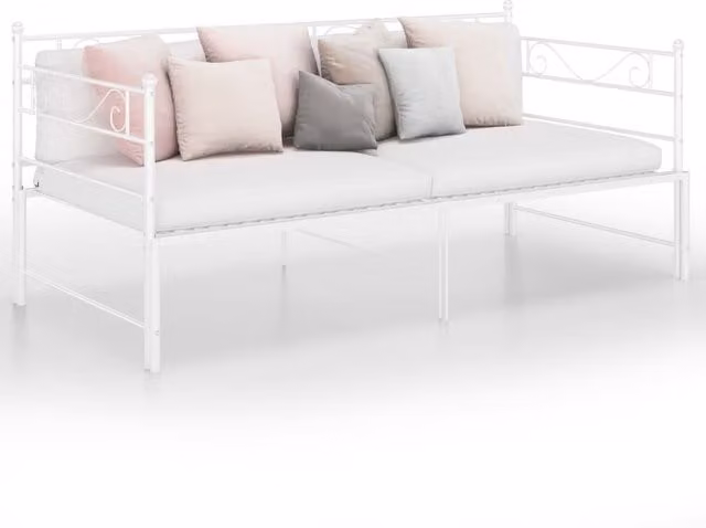 Berkfield Home White Metal Pull-out Sofa Bed Frame W: 90 cm, L: 200 cm