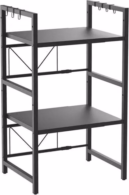 SPETLEK 3 Tier Expandable Microwave Oven Rack in Black, W/D/H: 50.0 x 32.0 x 25.0 cm