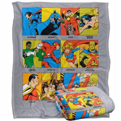 LOGOVISION Justice League DC Hero Panels Super Soft Fleece Throw Blanket, Multicolour, W: 152 cm, D: 127 cm – 1