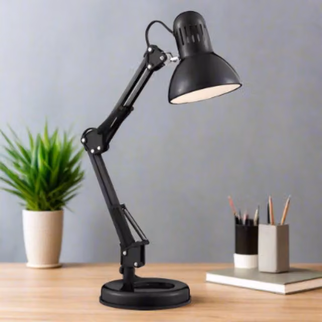 CGC Lighting Adjustable Retro Metal Hobby Table Lamp in Black