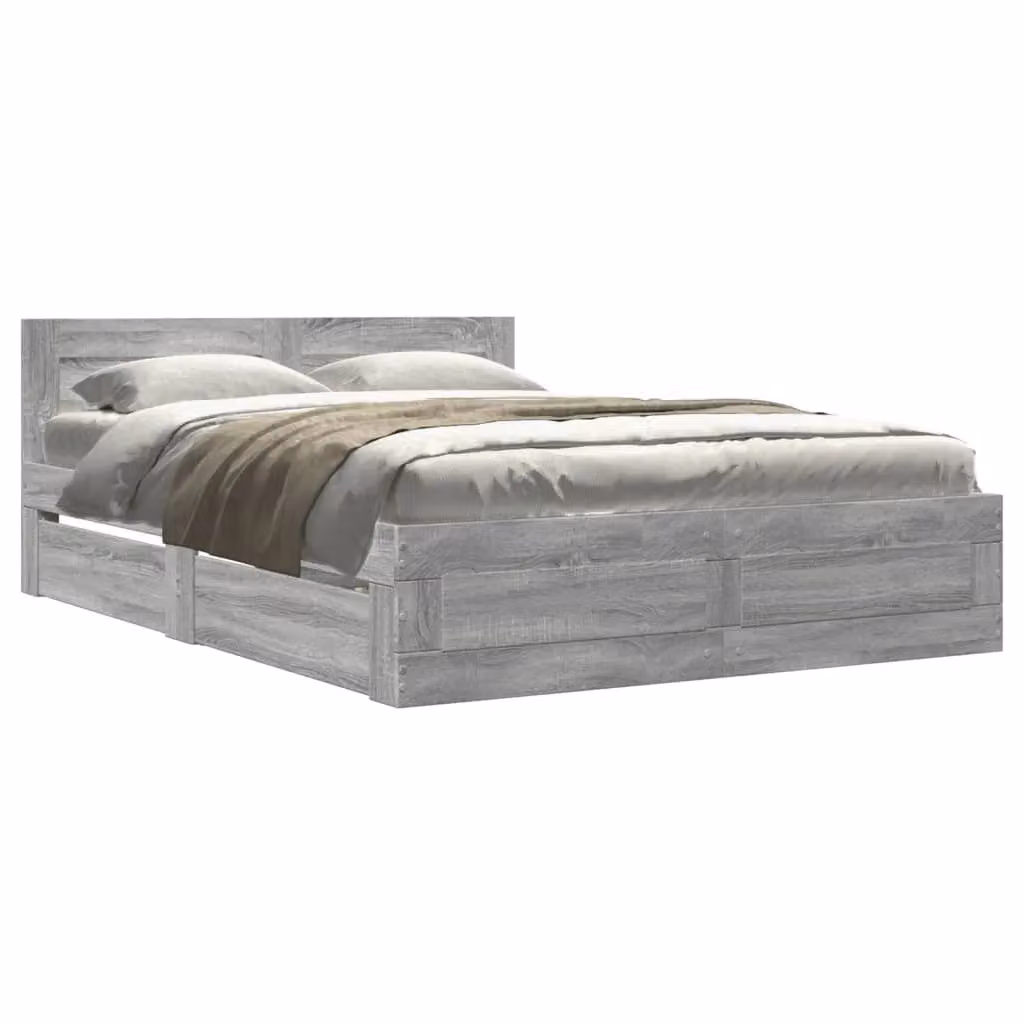 Berkfield Home Small Double Bed Frame with Headboard and Drawers, Grey Sonoma, W/D/H: 120 x 190 cm – 2