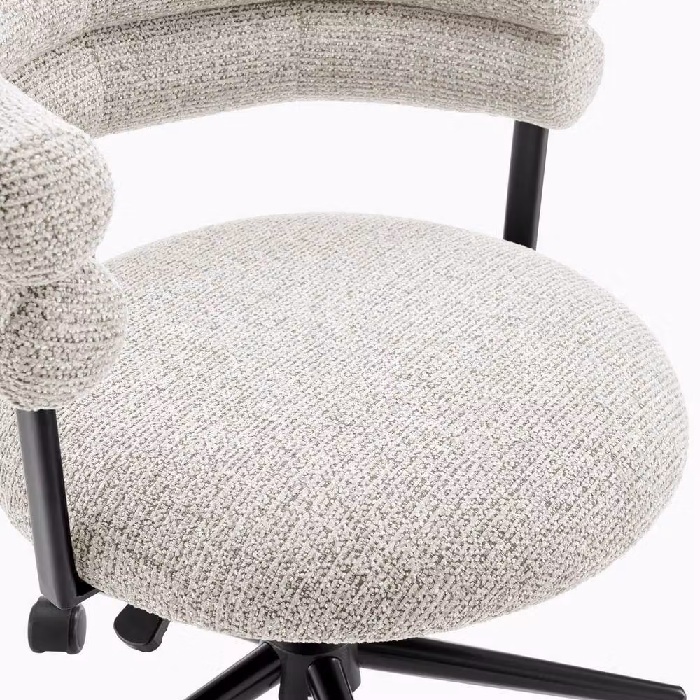 FurnitureboxUK Estelle Modern Swivel Task Chair in Grey and Beige Fabric – 3