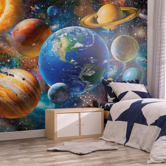 Walltastic Solar System Wall Mural in Blue and Multicolour