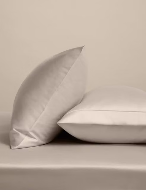 M&S Egyptian Cotton 230 Thread Count Silky Mako Satin Pillowcases, Beige