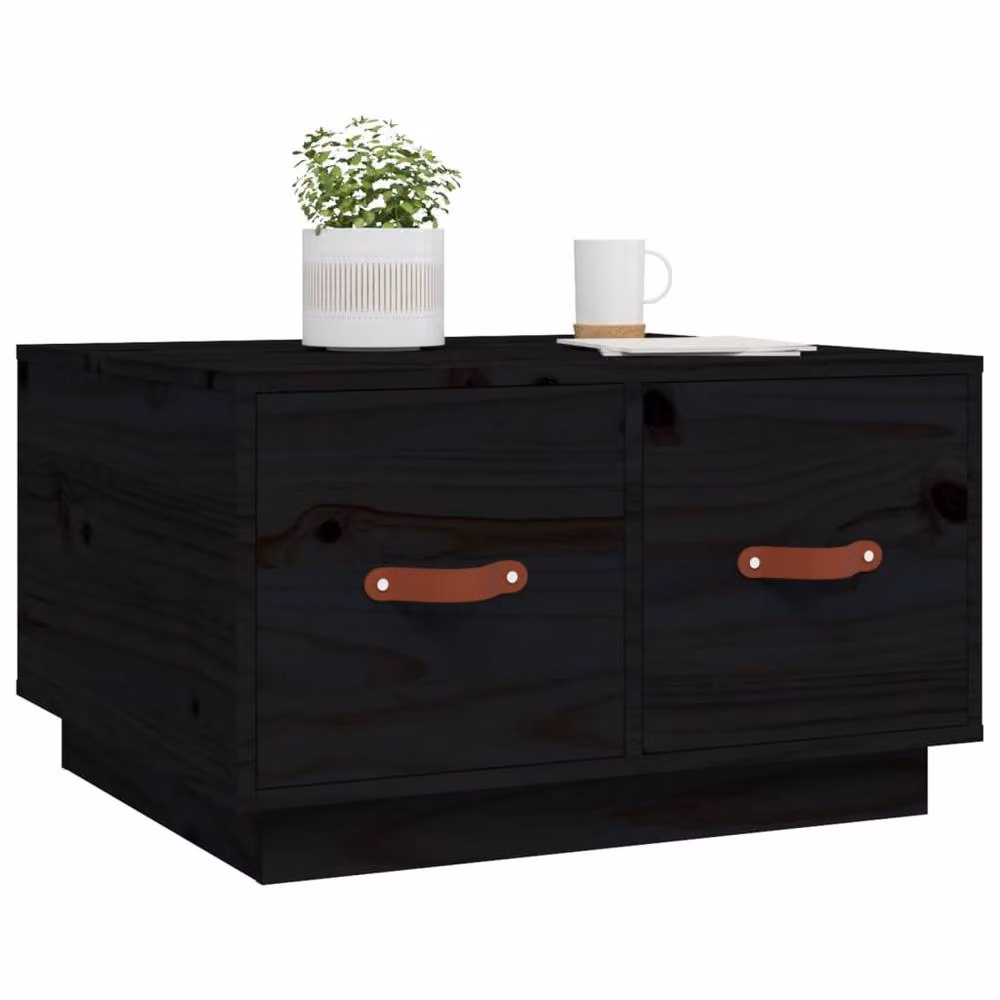 Berkfield Home Beautiful Coffee Table in Black Solid Pine Wood, W/D/H: 60 x 53 x 35 cm – 3