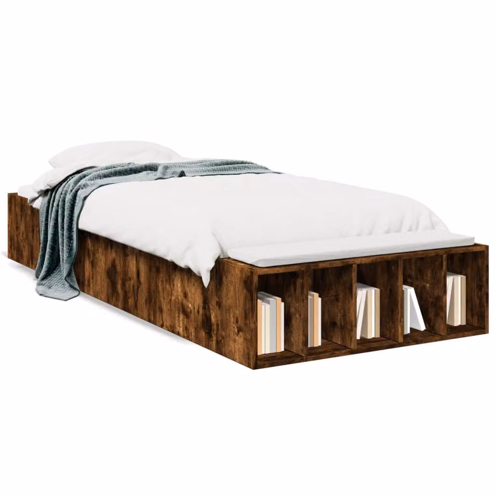 Berkfield Home Modern Single Bed Frame in Smoked Oak Brown, W/D/H: 90 x 190 x 30 cm – 3