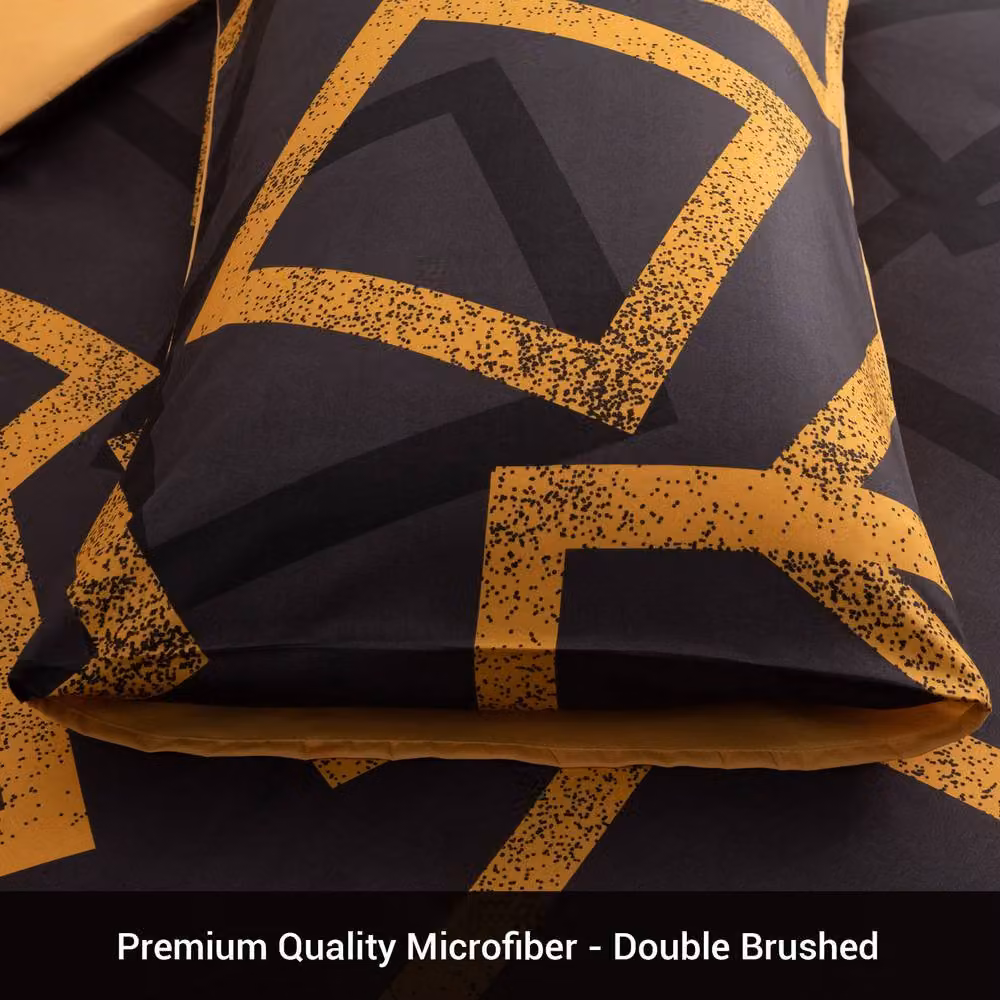 Grace 4 Piece Microfibre Reversible Duvet Cover Set with Fitted Sheet in Black or Gold – 11