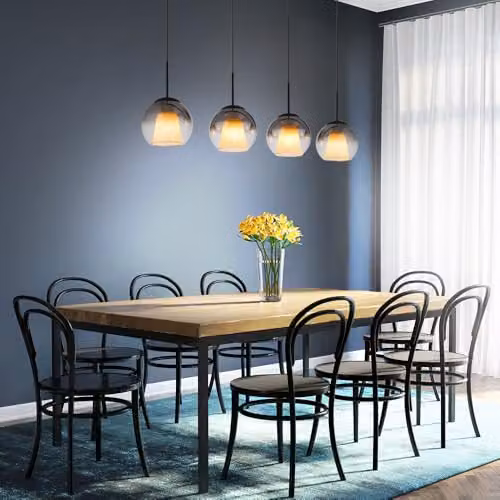 Netlighting Barry Bar Pendant Light with Black Metal and Smoke Glass Spheres, 4x E27 – 2