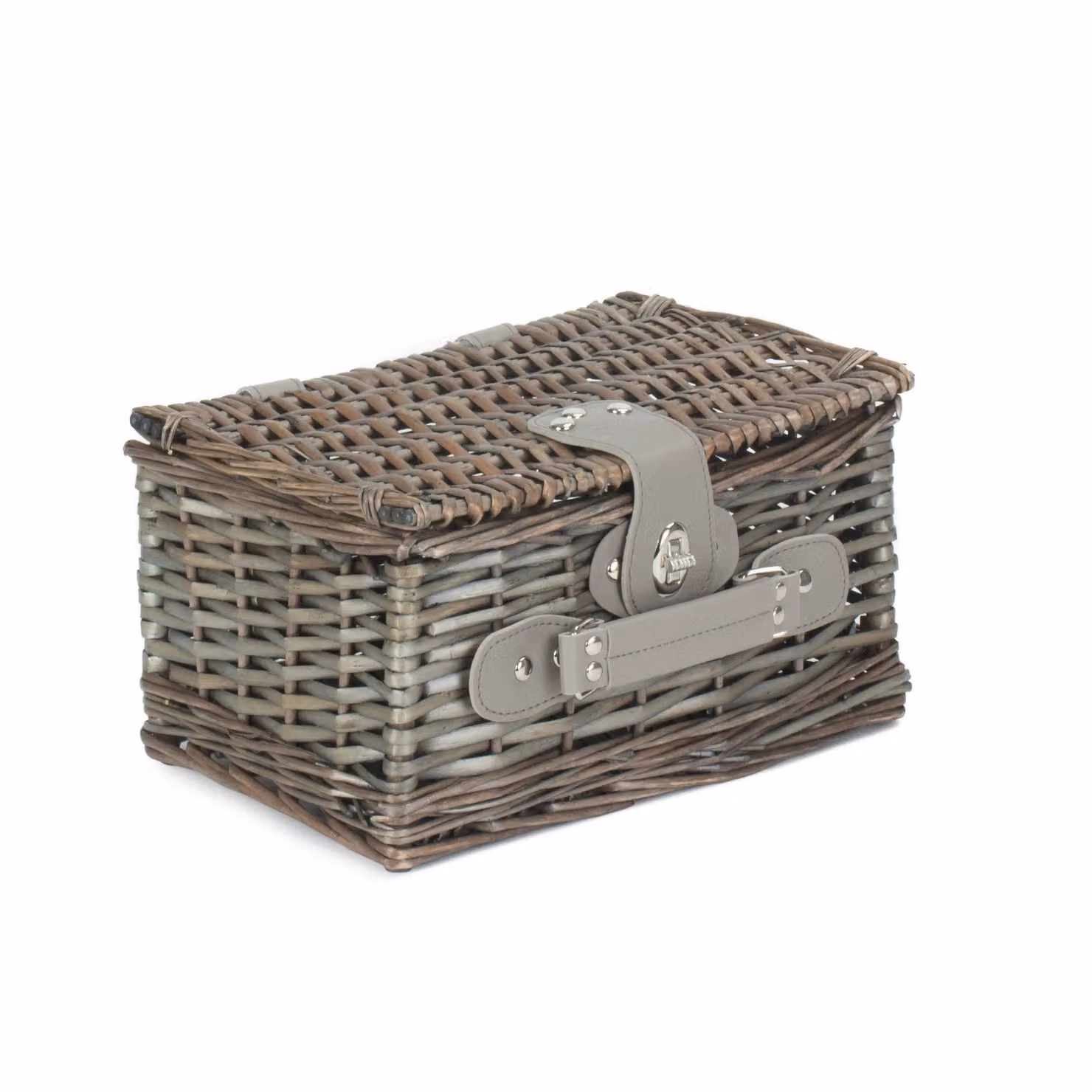Red Hamper Small Wicker Split Willow Chest Hamper Basket in Grey and Red – 2
