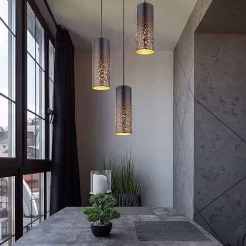 Globo Lighting Crocky Metal Pendant Light, Black and Gold, Height: 150 cm, Diameter: 34 cm, 3 x E27 – 6