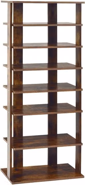 Costway 7-Tier Double Corner Shoe Rack and Vertical Display Shelf in Brown