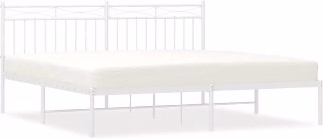 Berkfield Home Metal Bed Frame with Headboard in White – 1