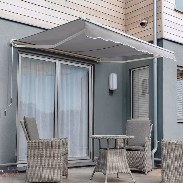 Primrose Electric Half Cassette Awning in Silver with Aluminium Frame