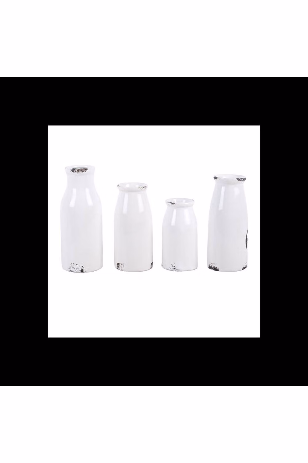 KDMD Set of 4 White Ceramic Decorative Milk Bottle Bud Vases for Tabletop Display – 2