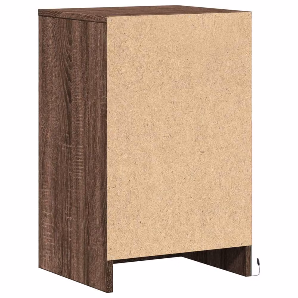 Berkfield Home Modern Bedside Cabinet with Integrated LED Lights in Brown Oak – 5