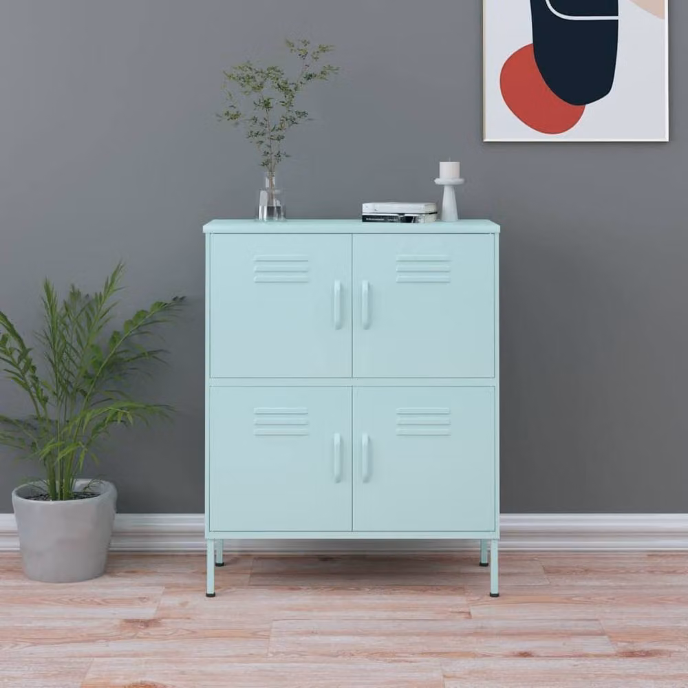 Berkfield Home Steel Storage Cabinet in Mint Green with Internal Shelves, W: 80 cm, D: 35 cm, H: 101.5 cm – 2