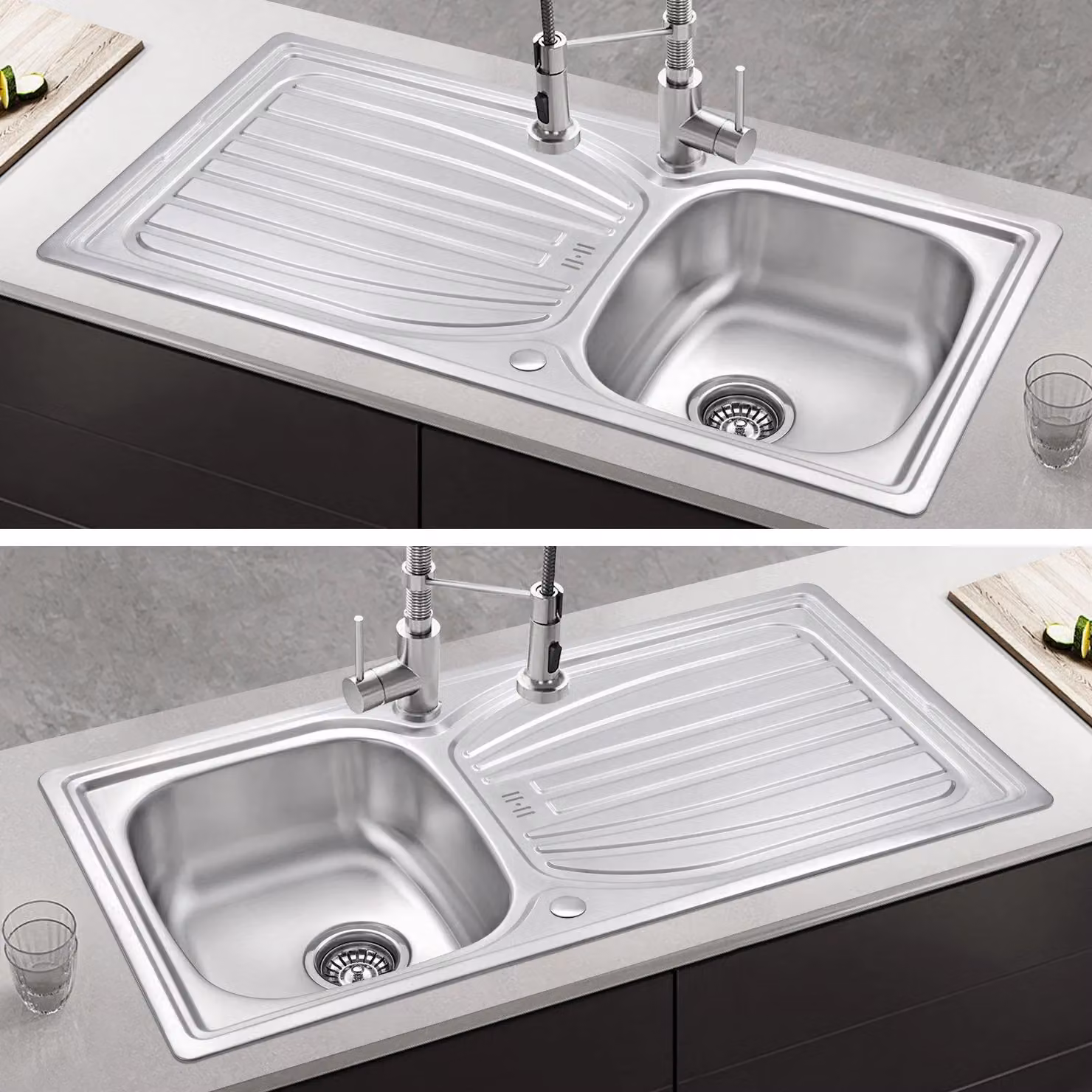 JASSFERRY Reversible Kitchen Sink with Top Overflow Hole Design in Silver – 3