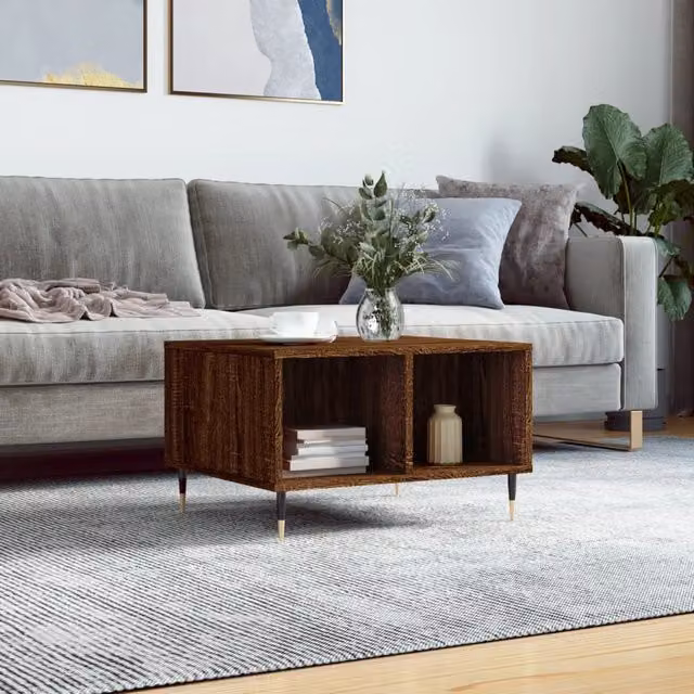 Berkfield Home Modern Brown Oak Coffee Table, W: 60 cm, D: 50 cm, H: 36.5 cm – 1