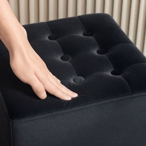 HOMCOM Velvet Cube Footstool Ottoman in Grey, W/D/H: 35 x 35 x 35 cm – 5