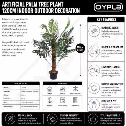 Oypla Artificial Green Palm Tree Plant – 2