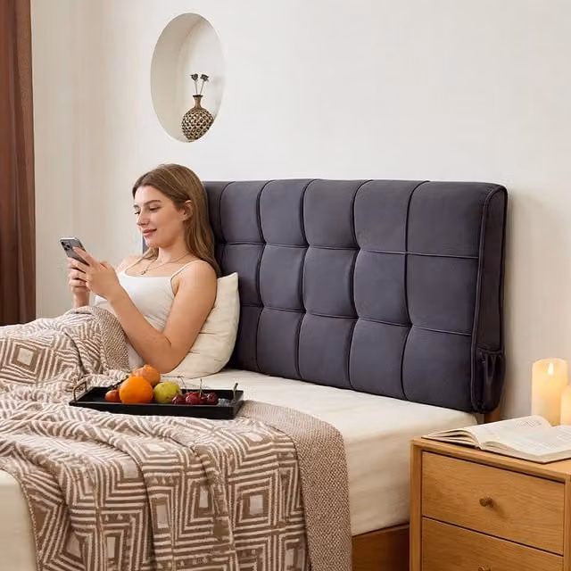Lifeideas Bed Backrest Cushion with Removable Cover in Grey