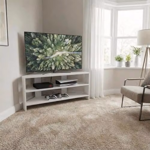 FWStyle White Scandinavian Corner TV Unit, W: 110 cm, D: 36 cm, H: 45 cm – 3