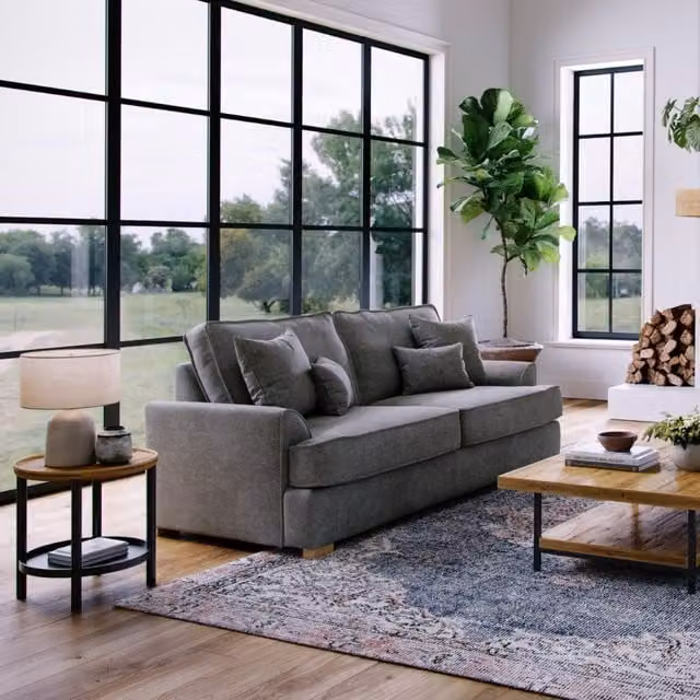 The Great Sofa Company Ophelia 3 Seater Grey Fabric Upholstered Sofa with Scatter Cushions – 1